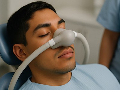 Man receiving nitrous oxide