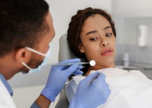 nervous patient at dentist’s office